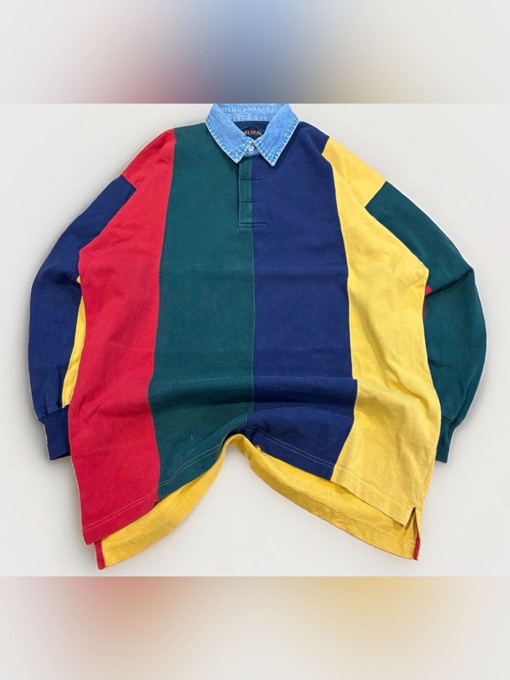 Vintage 90s Halifax Colorblock Cotton Rugby Collared Long Sleeve Shirt Men’s XL
